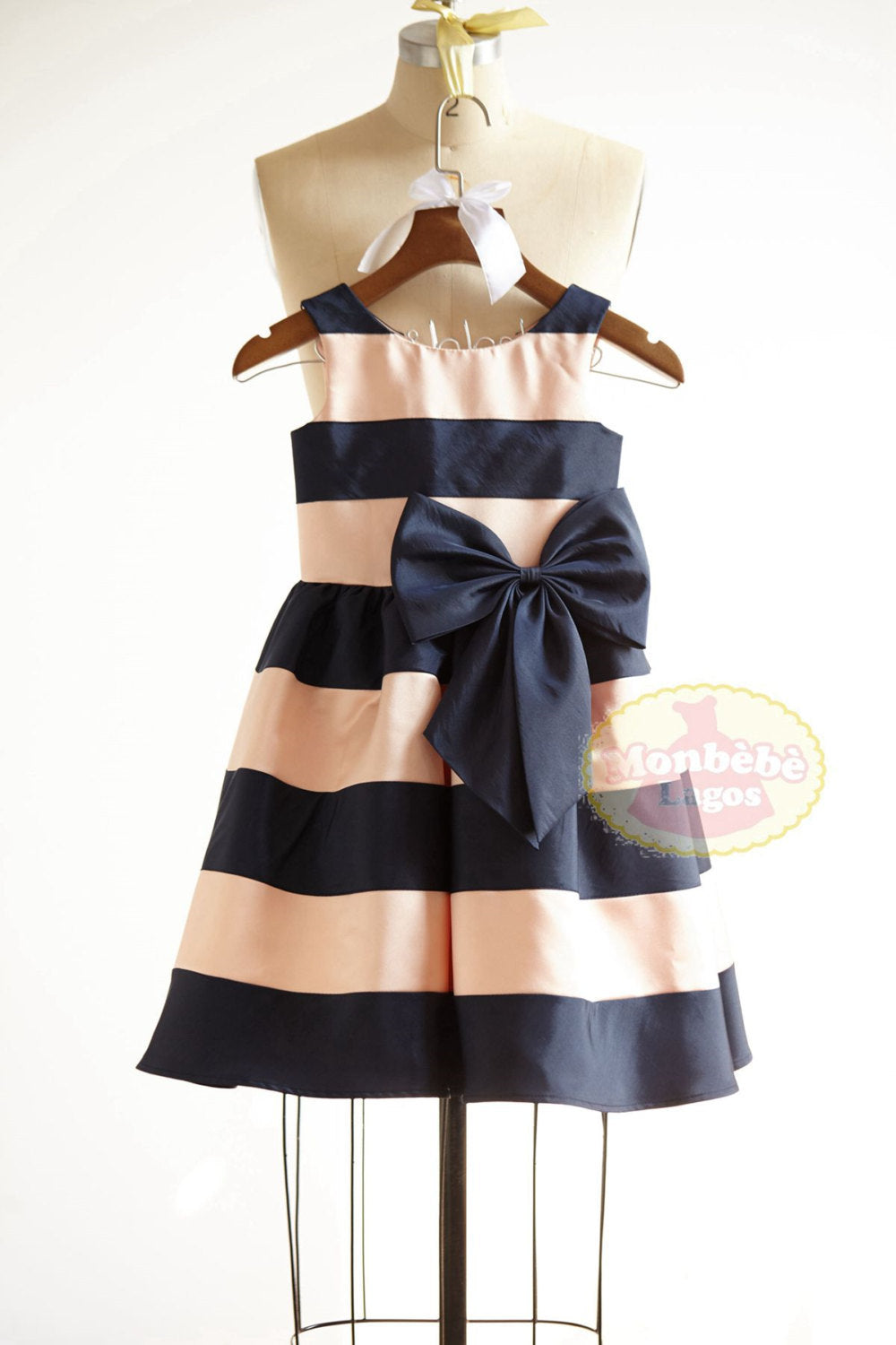 White Frock With Golden Ribbon & Bow