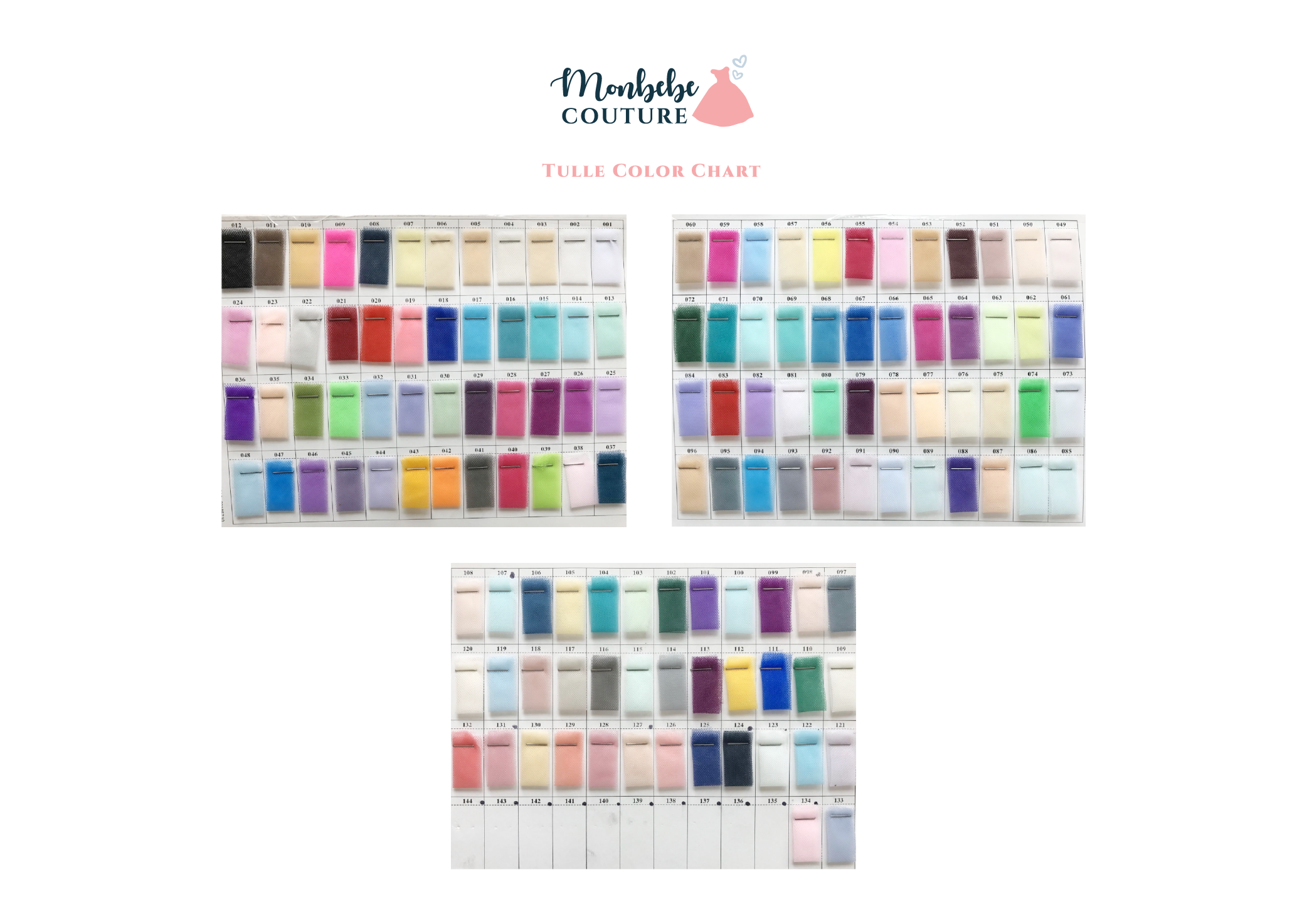 Color chart Monbebe Couture Houston bridal store