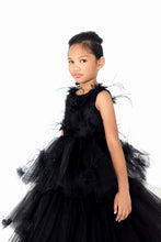 Load image into Gallery viewer, Lace &amp; Feathers Black Dress