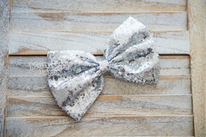 Silver Sequins Bow
