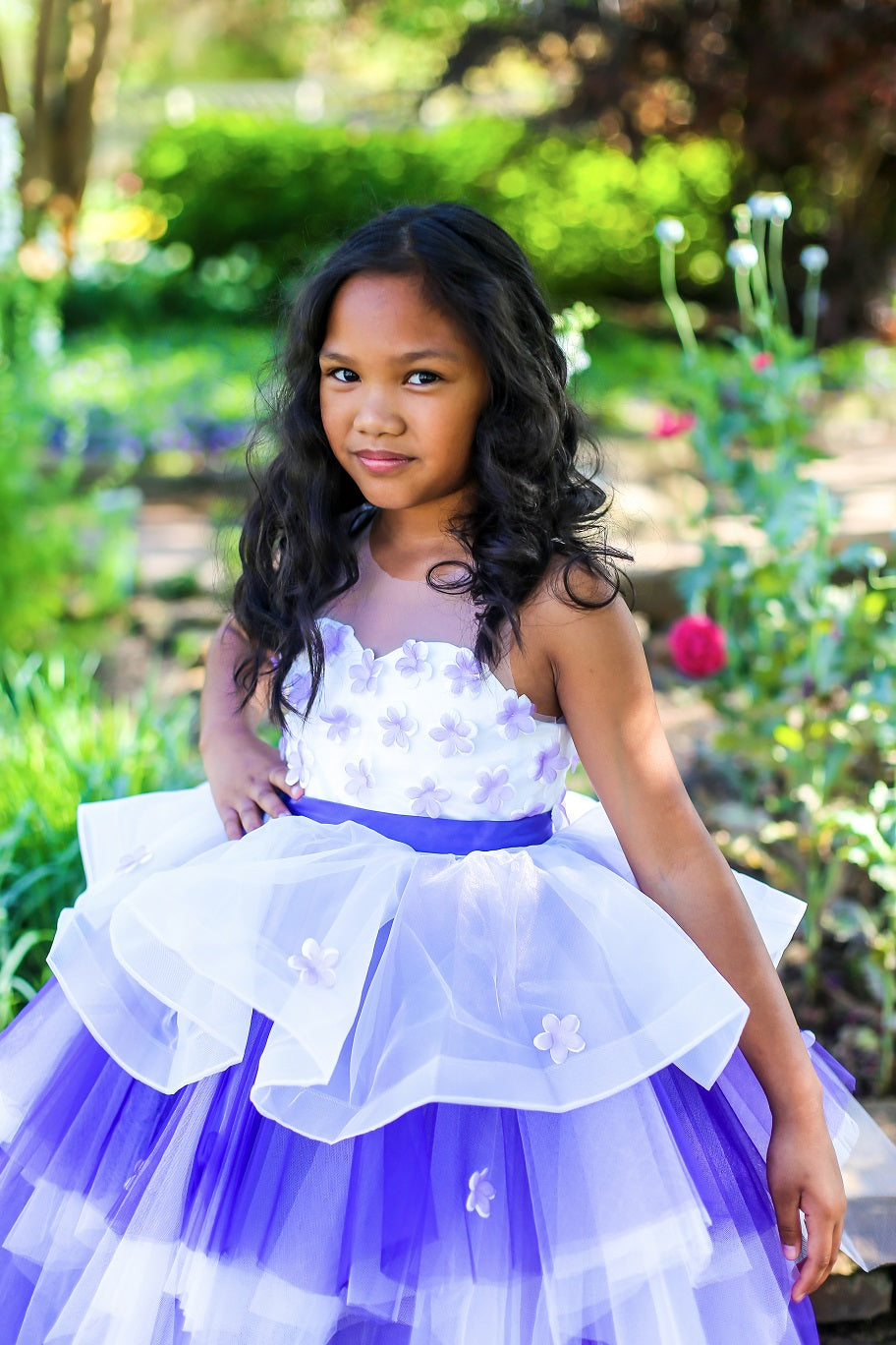 Lavender and white flower girl dresses sale