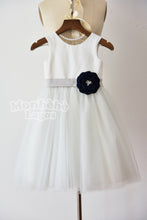 Load image into Gallery viewer, Ivory Tulle Dress with Navy Blue Flower
